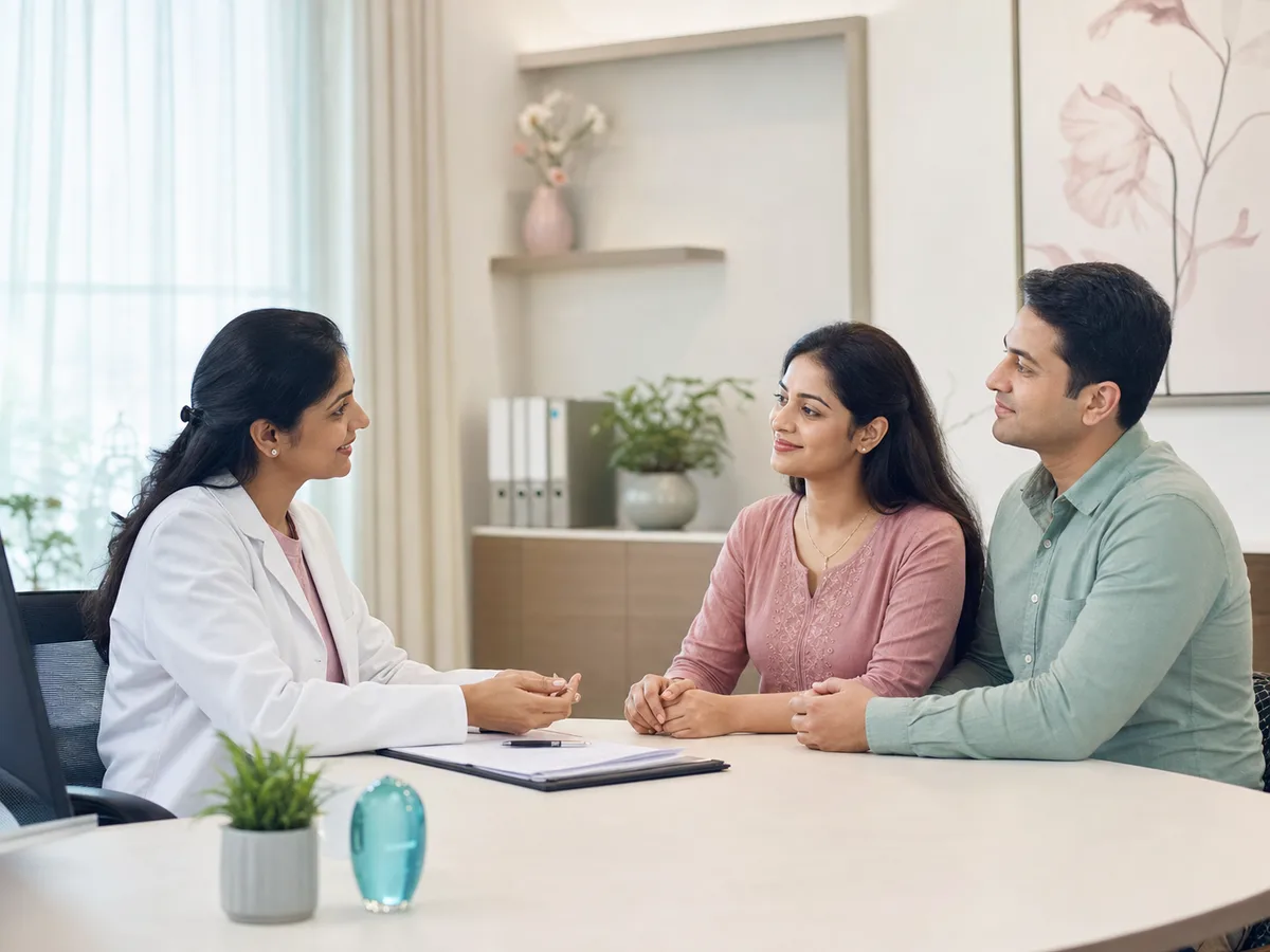 Fertility specialist consulting with a couple